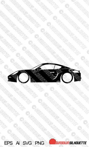 Digital Download Lowered car silhouette vector - Porsche Cayman S 981 EPS | SVG | Ai | PNG