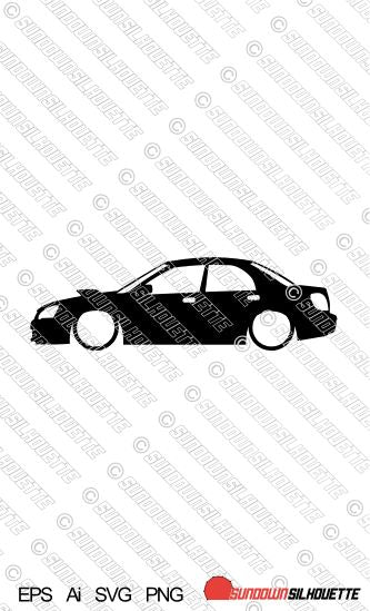 Digital Download car silhouette vector - Lowered Subaru Impreza WRX STI 2nd gen (no spoiler) BLOB EYE EPS | SVG | Ai | PNG