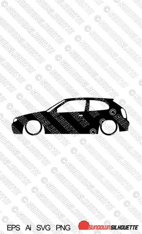 Digital Download car silhouette vector - Lowered Toyota Corolla E110 G6 3-DOOR facelift EPS | SVG | Ai | PNG