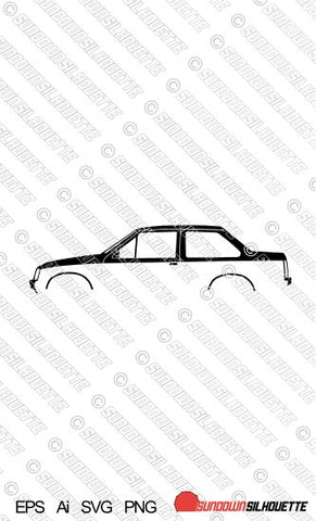 Digital Download vector graphic - Opel Corsa A / Vauxhall Nova 2-door saloon EPS | SVG | Ai | PNG