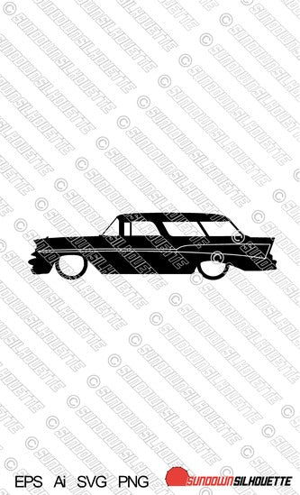 Digital Download car silhouette vector graphic - Lowered 1957 Chevrolet Nomad EPS | SVG | Ai | PNG
