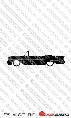 Digital Download car silhouette vector graphic - Lowered 1957 Chevrolet Bel Air convertible EPS | SVG | Ai | PNG