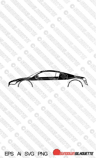 Digital Download Car Silhouette Vector - Audi R8 coupe 1st gen EPS | SVG | Ai | PNG