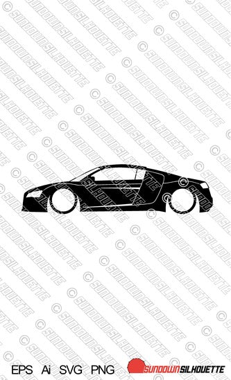 Digital Download car silhouette vector  - Lowered Audi R8 1st gen coupe 2007-2015 | SVG | Ai | PNG