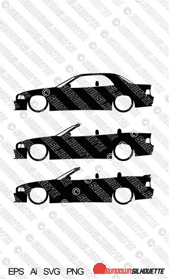 Digital Download vector graphic - Lowered BMW E36 3-series convertible EPS | SVG | Ai | PNG