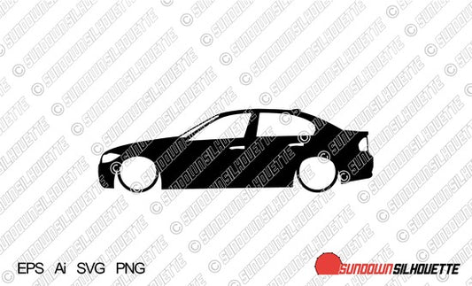 Digital Download vector graphic - Lowered BMW E90 3-series sedan 4-door EPS | SVG | Ai | PNG