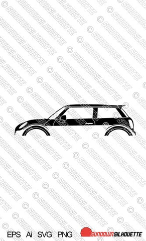 Digital Download car silhouette vector - Mini Cooper S F56 | mk3 | 3rd gen EPS | SVG | Ai | PNG