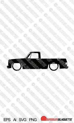 Digital Download car silhouette vector graphic - Chevrolet C10 3rd gen 1973-1987 short bed EPS | SVG | Ai | PNG