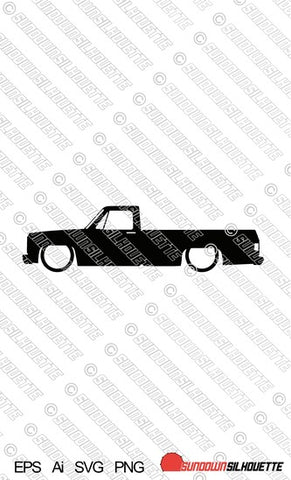 Digital Download car silhouette vector graphic - Chevrolet C10 3rd gen 1973-1987 long bed EPS | SVG | Ai | PNG