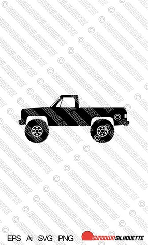 Digital Download vector graphic - Lifted Chevrolet C10 Short bed 1973-1987 3rd gen EPS | SVG | Ai | PNG