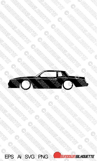 Digital Download vector graphic - Lowered Chevrolet Monte Carlo SS (G-Body 1982-1988) EPS | SVG | Ai | PNG