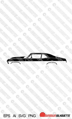 Digital Download vector graphic - Chevy Nova 3rd gen 1968-1972 Drag car EPS | SVG | Ai | PNG