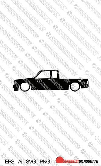 Digital Download vector graphic - Lowered Chevrolet S10 1st gen (ext cab) 1982-1993 EPS | SVG | Ai | PNG