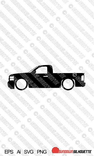 Digital Download vector graphic - Lowered Chevrolet Silverado single cab 2nd gen 2007-2013 EPS | SVG | Ai | PNG