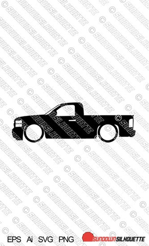 Digital Download vector graphic - Lowered Chevrolet Silverado single cab 2nd gen 2007-2013 EPS | SVG | Ai | PNG