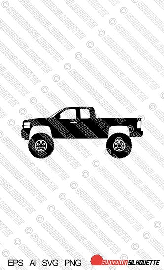 Digital Download vector graphic - Lifted Chevrolet Silverado 2nd gen 2007-2014 ext cab EPS | SVG | Ai | PNG