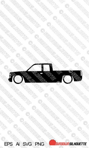 Digital Download vector graphic - Lowered Chevrolet Silverado C1500 ext cab 1987-1998 OBS EPS | SVG | Ai | PNG