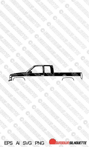 Digital Download vector graphic - Chevrolet Silverado ext cab C1500 1987-1998 EPS | SVG | Ai | PNG