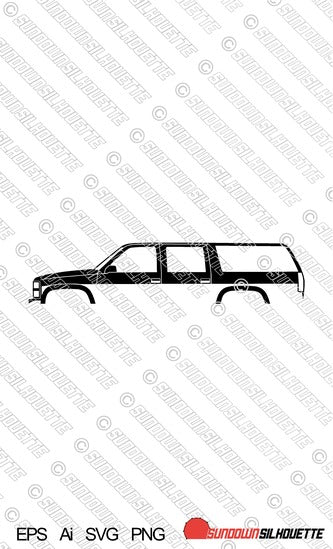Digital Download car silhouette vector - Chevrolet Suburban 1992-1999 8th gen EPS | SVG | Ai | PNG