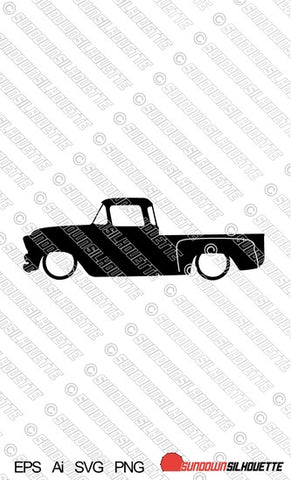 Digital Download vector graphic - Lowered Chevrolet stepside pickup 1955-1959 3100 EPS | SVG | Ai | PNG