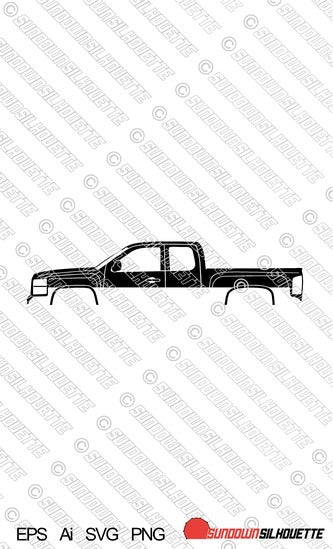 Digital Download vector graphic - Chevrolet Silverado 2007-2013 extended cab EPS | SVG | Ai | PNG