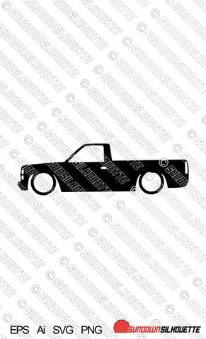 Digital Download vector graphic - Lowered Chevrolet Silverado C1500 reg cab 1987-1998 OBS EPS | SVG | Ai | PNG