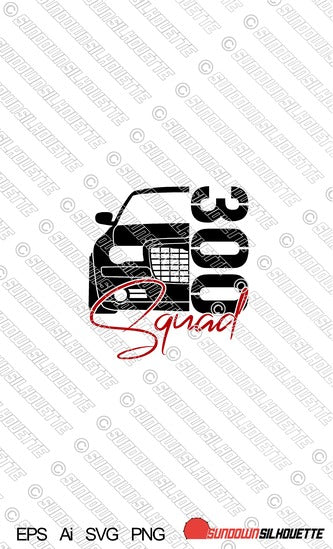 Digital Download car silhouette 300 Squad vector  - Chrysler 300c 1st gen sedan EPS | SVG | Ai | PNG