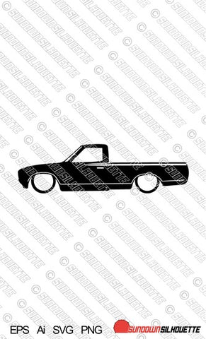 Digital Download Lowered car silhouette vector - Datsun 620 pickup single cab EPS | SVG | Ai | PNG