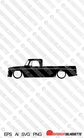 Digital Download car silhouette vector -1961-1965 Dodge D100 sweptline long bed 1st gen EPS | SVG | Ai | PNG