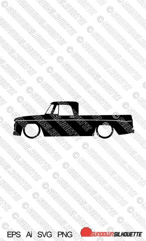 Digital Download car silhouette vector -1961-1965 Dodge D100 sweptline short bed 1st gen EPS | SVG | Ai | PNG