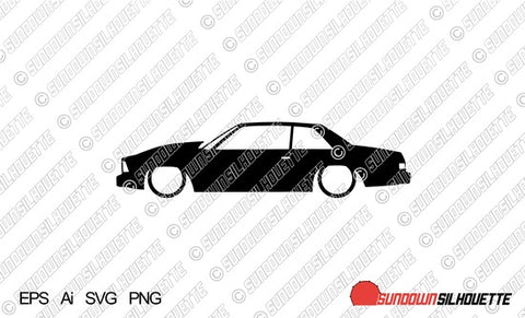 Digital Download vector graphic - Lowered Chevrolet Malibu G-Body coupe W/ cowl hood EPS | SVG | Ai | PNG