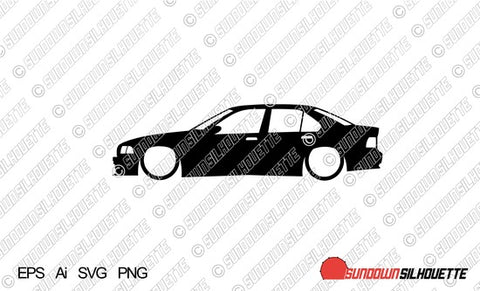 Digital Download vector graphic - Lowered BMW E36 3-series sedan 4-door EPS | SVG | Ai | PNG