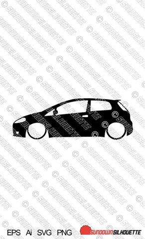 Digital Download car silhouette vector - Lowered Fiat Grande Punto Evo 3-door EPS | SVG | Ai | PNG