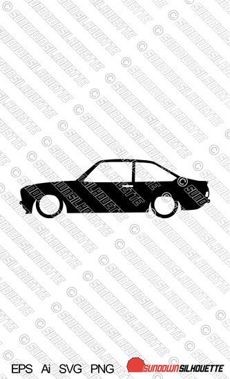 Digital Download vector graphic - Lowered Ford Escort Mk2 (3-door) EPS | SVG | Ai | PNG