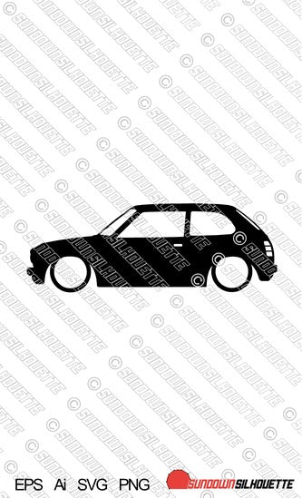 Digital Download vector graphic - Lowered Honda Civic 1st gen hatchback | SVG | Ai | PNG