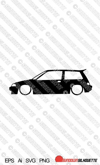 Digital Download vector graphic - Lowered Honda Civic 3rd gen | SVG | Ai | PNG