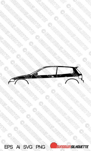 Digital Download car silhouette vector - Honda Civic EF hatch EPS | SVG | Ai | PNG