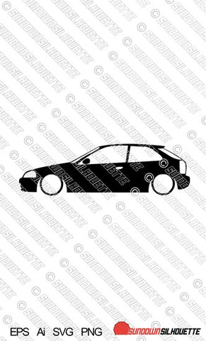 Digital Download vector graphic - Lowered Honda Civic EK hatchback | SVG | Ai | PNG