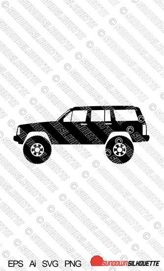 Digital Download vector graphic - Lifted Jeep Cherokee XJ silhouette EPS | SVG | Ai | PNG