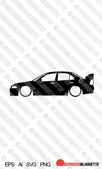 Digital Download Vector Graphic - Lowered Mitsubishi Lancer Evo 5.
