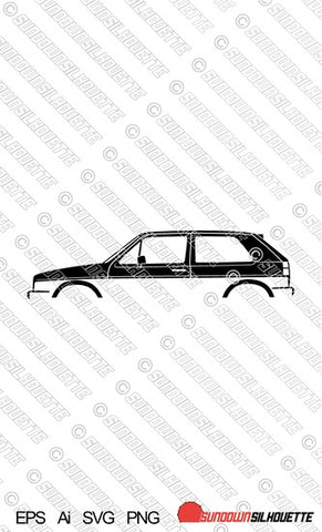 Digital Download vector car silhouette - VW Mk2 Golf GTI 3-door Type 19 EPS | SVG | Ai | PNG