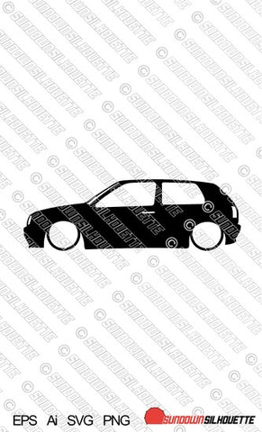 Digital Download vector graphic - Lowered VW Golf Mk3, 3-door GTI, EPS | SVG | Ai | PNG