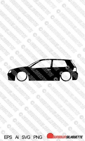 Digital Download vector graphic - Lowered VW Golf Mk4 3-door R32 / GTI EPS | SVG | Ai | PNG