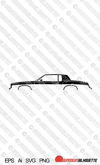 Digital Download car silhouette vector - Oldsmobile Cutlass Supreme Coupe 4th gen 1978-1980 EPS | SVG | Ai | PNG