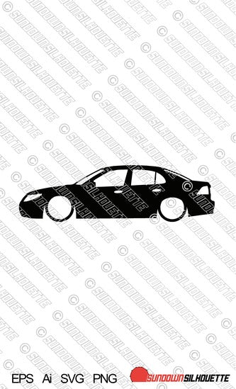 Digital Download Lowered car vector - Saab 9-3 facelift 2nd gen sedan EPS | SVG | Ai | PNG
