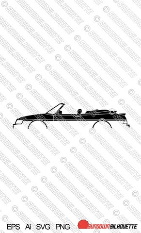 Digital Download car silhouette vector graphic - Saab 900 convertible 1st gen EPS | SVG | Ai | PNG
