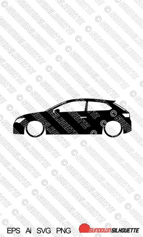 Digital Download car silhouette vector - Lowered Seat Leon Cupra Mk3 3-DOOR 2012-2020 EPS | SVG | Ai | PNG