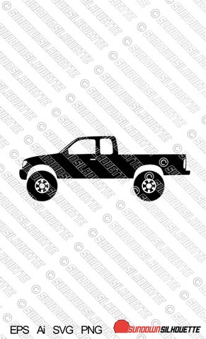 Digital Download vector graphic - Lifted Toyota Tacoma 1st gen extended cab pickup 1995-2004 EPS | SVG | Ai | PNG