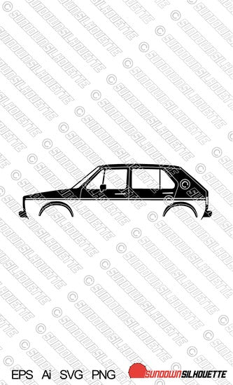 Digital Download vector graphic - VW Rabbit / Mk1 golf 5-door EPS | SVG | Ai | PNG