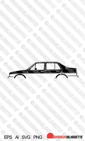 Digital Download vector car silhouette - VW Mk2 Jetta 4-door sedan (early spec) EPS | SVG | Ai | PNG